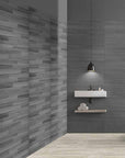 Ambiente con piastrelle in pasta bianca della MGM, da 25x75cm della serie Loft stile Brick Wall