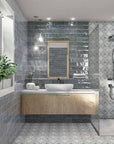 Bagno con piastrelle Spagnole in bicottura della Mainzu, della serie Cinque Terre, colore Blu