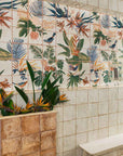 Bagno con piastrelle decorate in Bicottura della Mainzu, della serie Livorno con decoro Decor Sonata