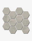 Piastrella ad esagoni in gres porcellanato da 30,5x26,3cm, della MGM, colore Taupe