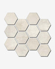 Piastrella ad esagoni in gres porcellanato da 30,5x26,3cm, della MGM,, colore White
