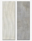 Piastrelle in 3D effetto cemento in pasta bianca della Cotto Petrus, da 25x75cm della serie Harvard Wave in 2 colorazioni