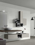 Bagno rivestito con piastrelle in pasta bianca della Cotto Petrus, della serie Village Color tinta unita