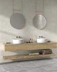 Bagno rivestito con piastrelle in 3D in pasta bianca della Cotto Petrus, della serie Stanford