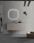 Bagno con rivestimenti in gres porcellanato effetto cemento della Cotto Petrus