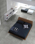 Camera da letto con pavimento in piastrelle in gres porcellanato della Cotto Petrus, della serie Prestige stile trama
