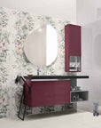 Bagno con piastrelle in gres porcellanato da 60x120cm stile Floreale RPL030A della Cotto Petrus