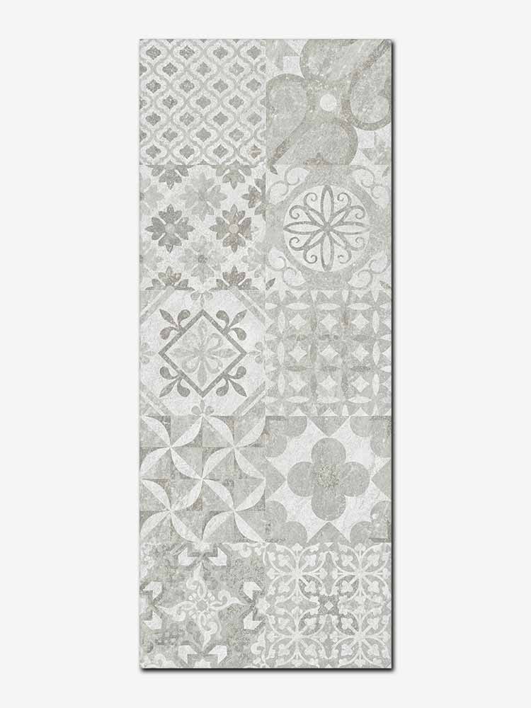 Piastrella da bagno in bicottura decorata da 20x50cm della marca MGM, colorata di grigio, spessa 8,5mm, Tipologia B