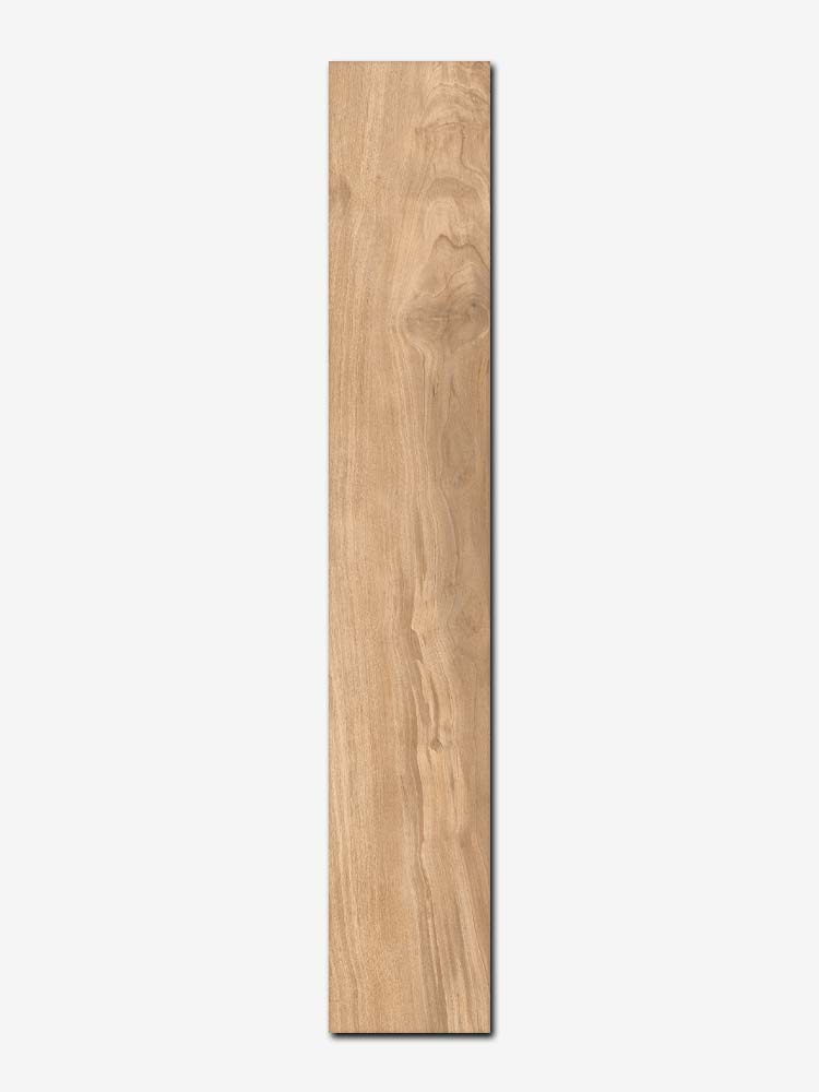 Piastrella effetto legno in gres porcellanato della serie Aspen della MGM, grande 20x120cm di colore almond