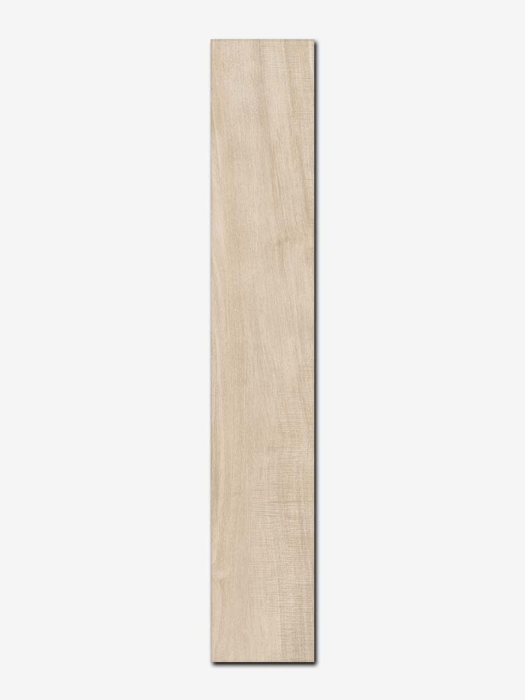 Piastrella effetto legno in gres porcellanato della serie Aspen della MGM, grande 20x120cm di colore ivory