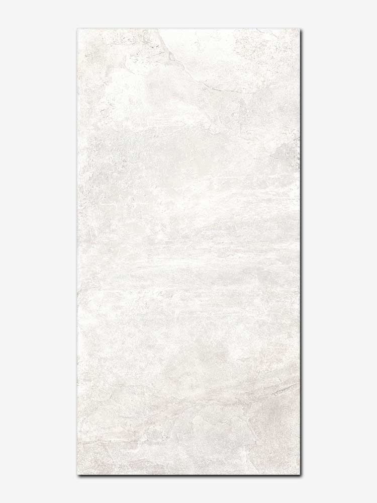Piastrella effetto pietra in gres porcellanato della Ceramica Rondine, da 60x120cm serie Ardesie, colore White