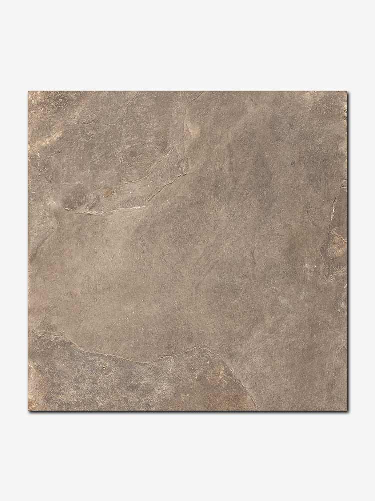 Piastrella effetto pietra in gres porcellanato della Ceramica Rondine, da 60x60cm serie Ardesie, colore Taupe