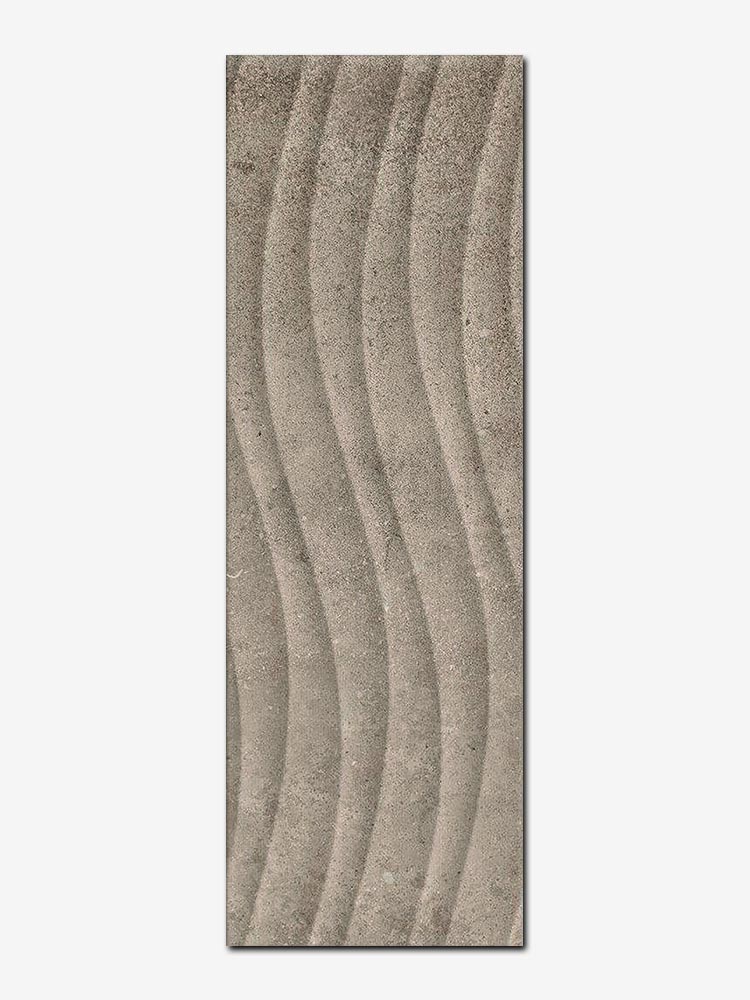 Piastrella in 3D in pasta bianca della Cotto Petrus stile onda satinata, da 25x75cm della serie Columbia colore Dark