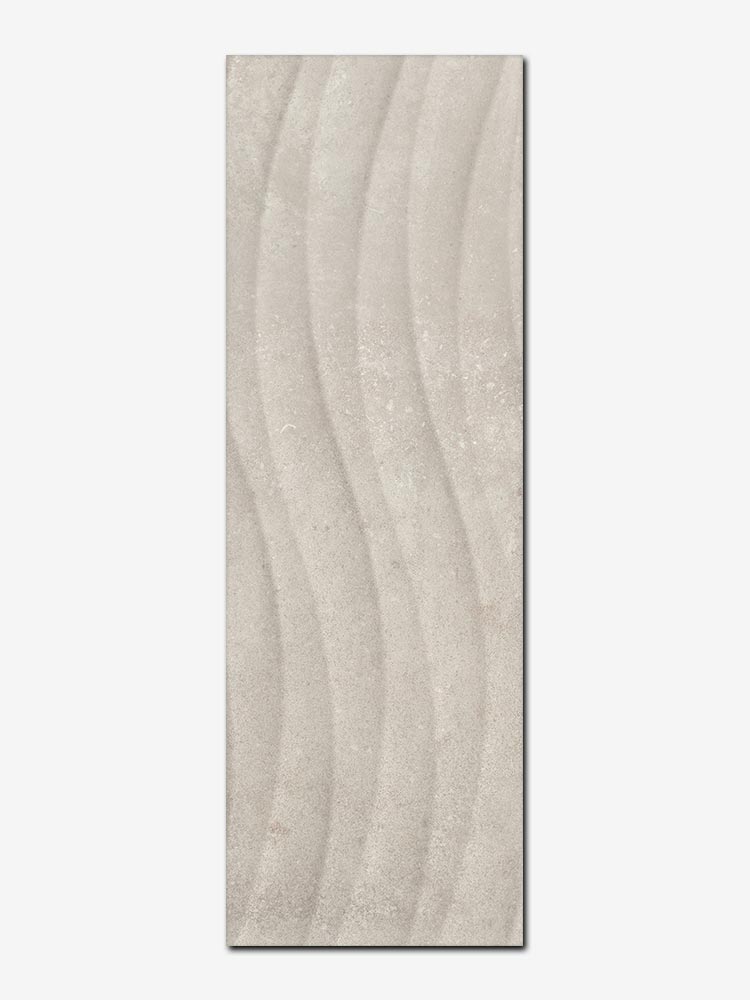 Piastrella in 3D  in pasta bianca della Cotto Petrus stile onda satinata, da 25x75cm della serie Columbia colore Light