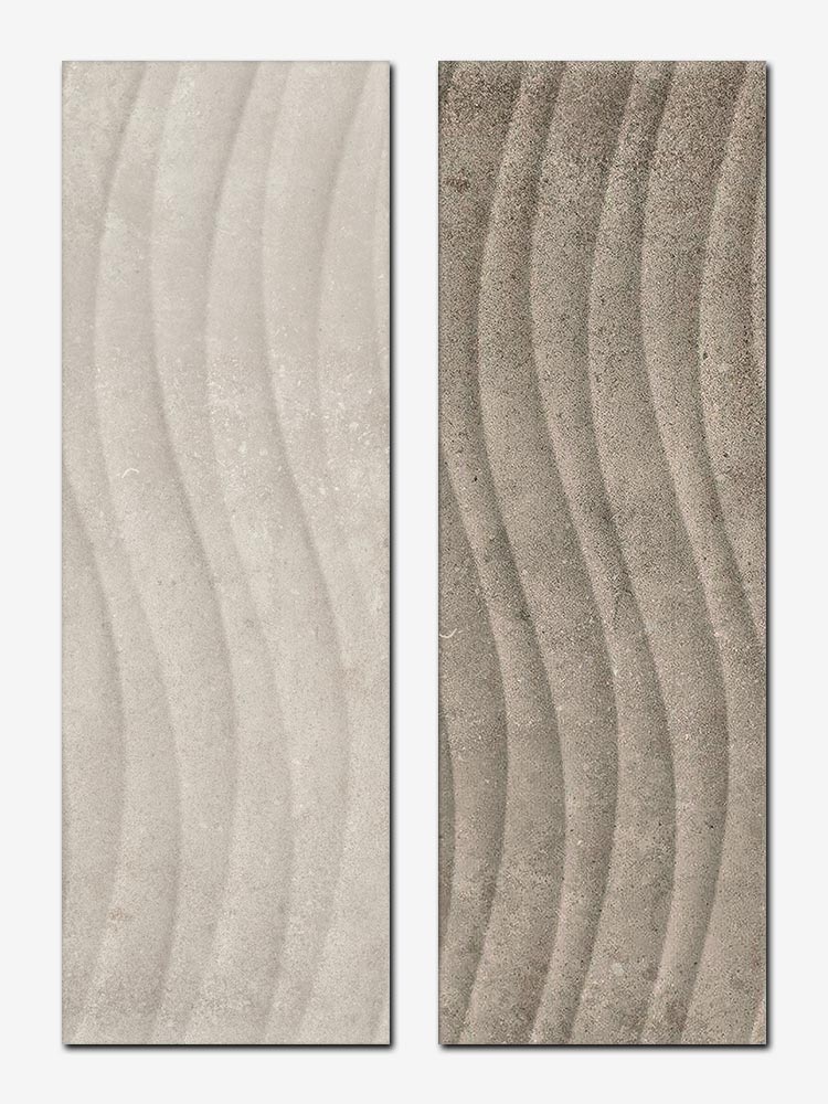 Piastrelle in 3D in pasta bianca della Cotto Petrus stile onda satinata, da 25x75cm della serie Columbia