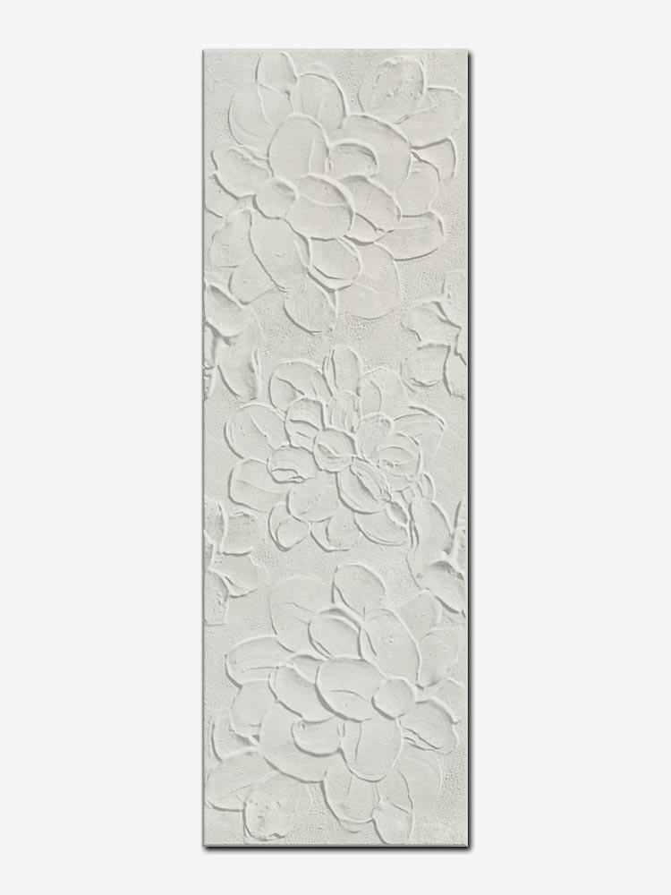 Piastrella in 3D in pasta bianca della Cotto Petrus, da 25x75cm della serie Harvard colore Sinfonia Pearl Lucido