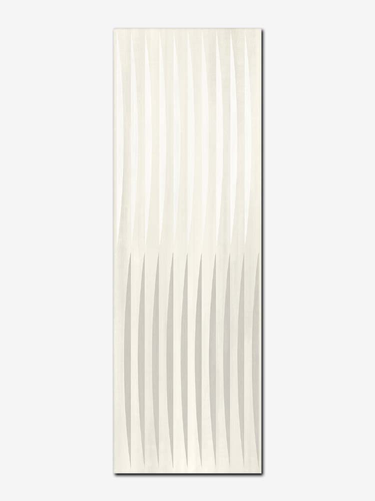 Piastrella in pasta bianca della MGM, da 25x75cm della serie Loft stile Wave, colore White